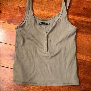 Abercrombie & Fitch Green Buttoned Tank Top